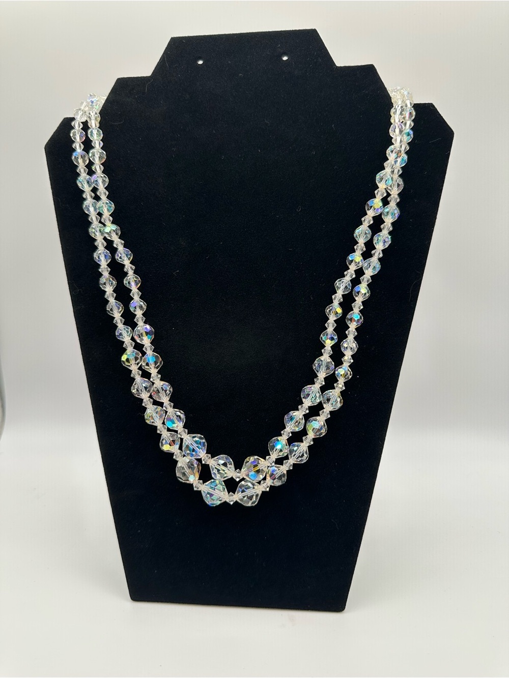 Aurora Borealis Crystal Bead Necklace-Vintage